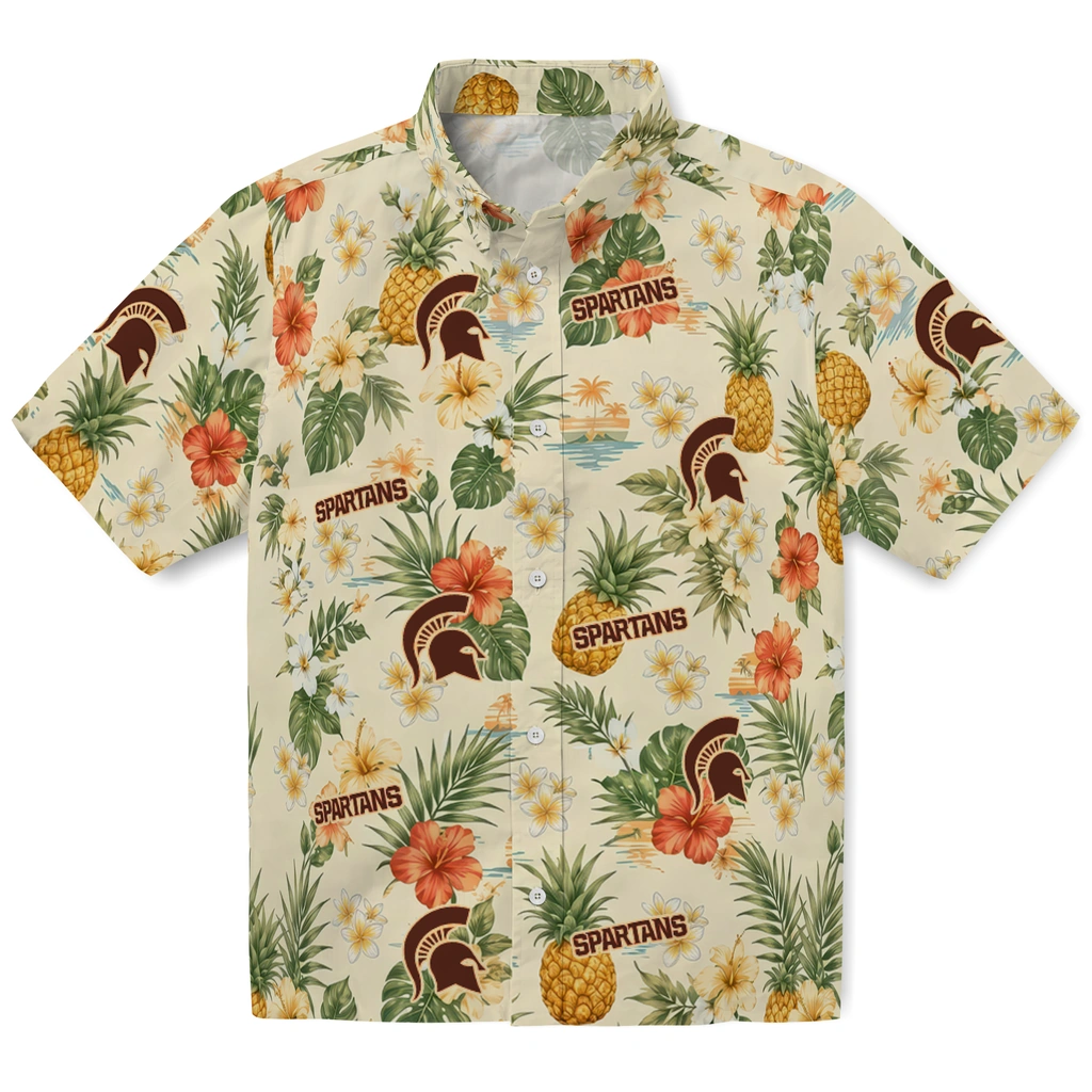 Michigan State Spartans Hawaiian Shirt - Personalized Cream