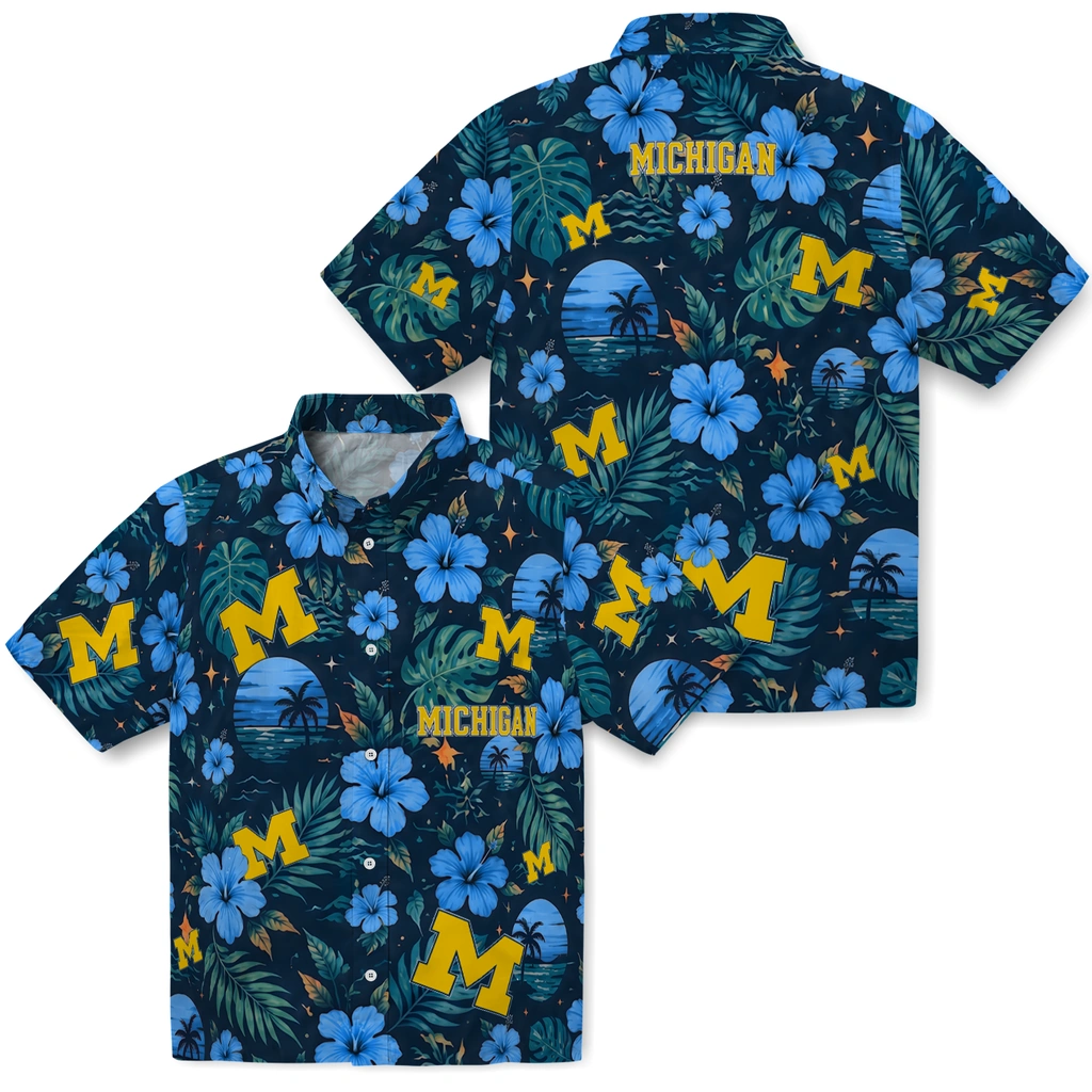 Michigan Wolverines Hawaiian Shirt - Customized Blue Michigan Wolverines Hawaiian Shirt - Customized Blue