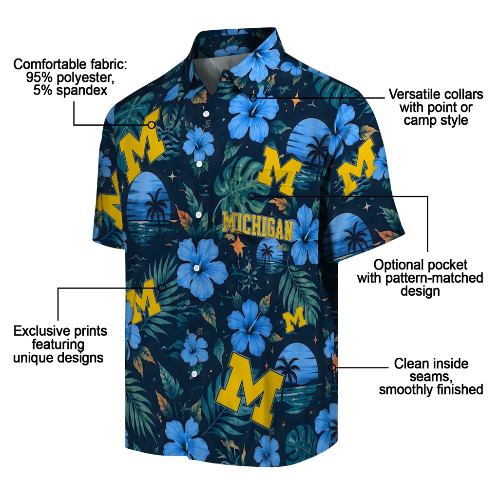 Michigan Wolverines Hawaiian Shirt - Customized Blue Michigan Wolverines Hawaiian Shirt - Customized Blue