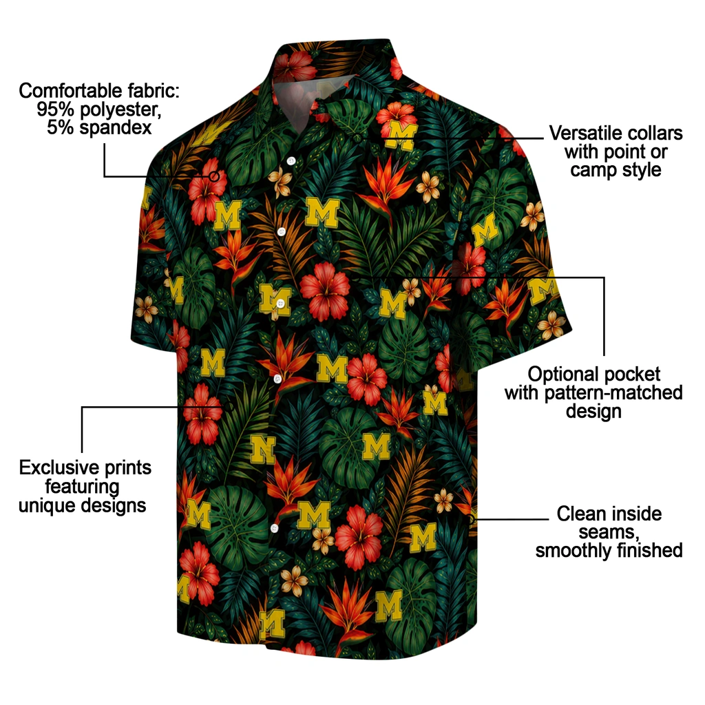 Michigan Wolverines Hawaiian Shirt - Customized Dark Green Michigan Wolverines Hawaiian Shirt - Customized Dark Green