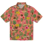 Michigan Wolverines Hawaiian Shirt - Personalized Coral Pink 1 Michigan Wolverines Hawaiian Shirt – Personalized Coral Pink