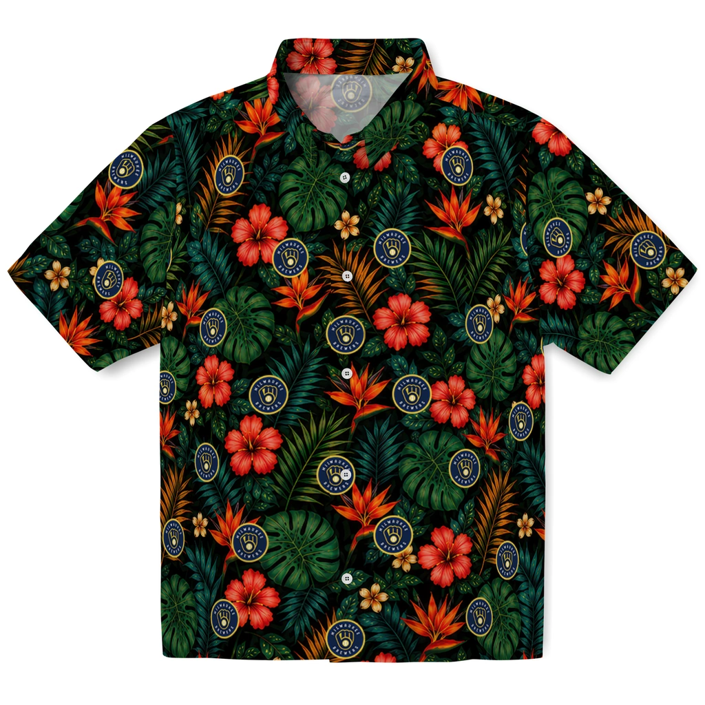 Milwaukee Brewers Hawaiian Shirt - Customized Dark Green