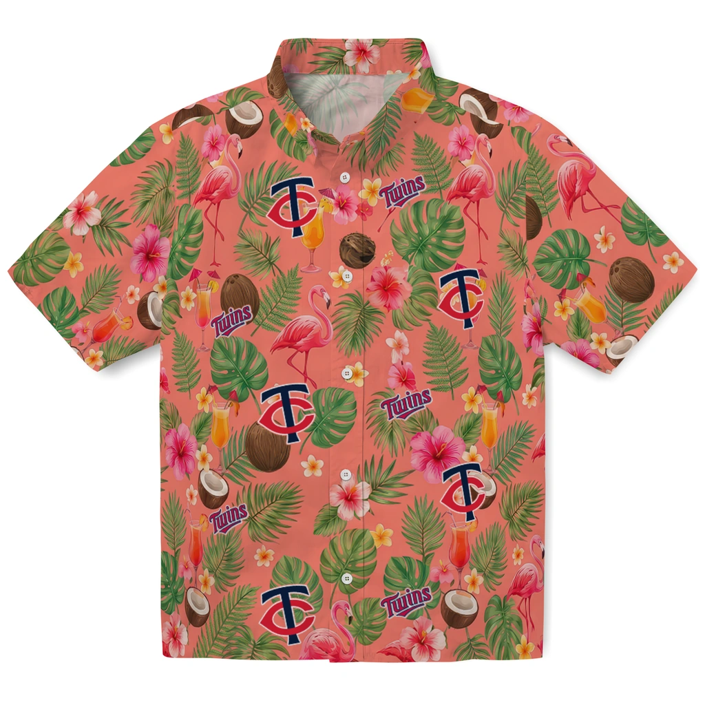 Minnesota Twins Hawaiian Shirt - Custom Coral Pink