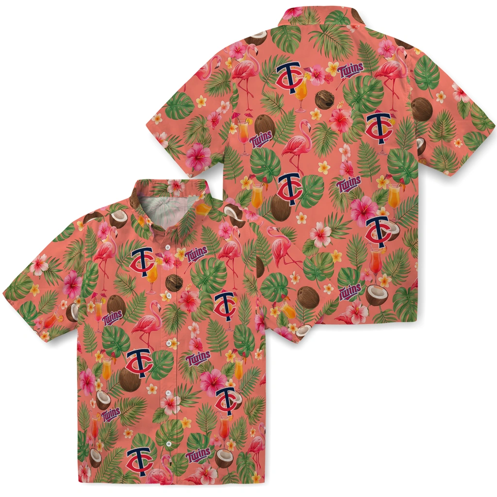 Minnesota Twins Hawaiian Shirt - Custom Coral Pink Minnesota Twins Hawaiian Shirt - Custom Coral Pink