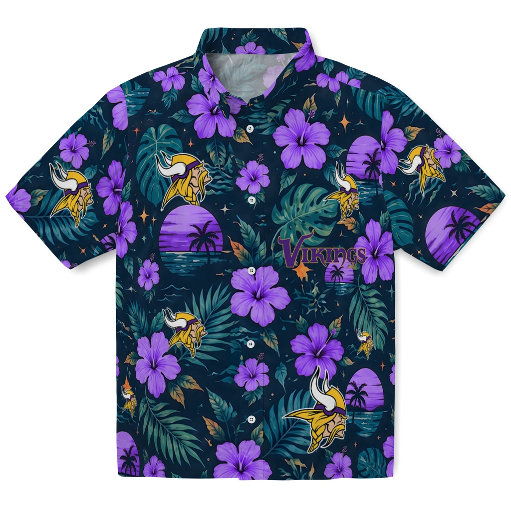 Minnesota Vikings Hawaiian Shirt - Custom Purple Blue