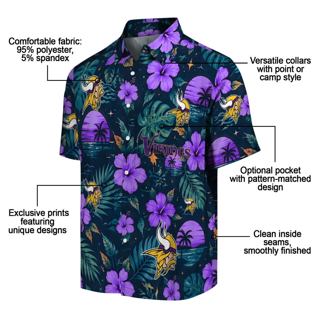 Minnesota Vikings Hawaiian Shirt - Custom Purple Blue Minnesota Vikings Hawaiian Shirt - Custom Purple Blue