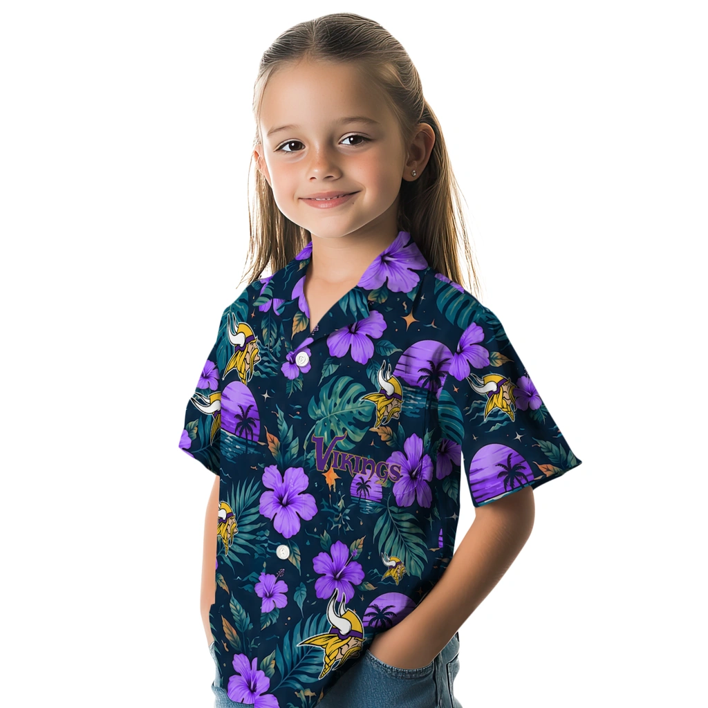 Minnesota Vikings Hawaiian Shirt - Custom Purple Blue Minnesota Vikings Hawaiian Shirt - Custom Purple Blue
