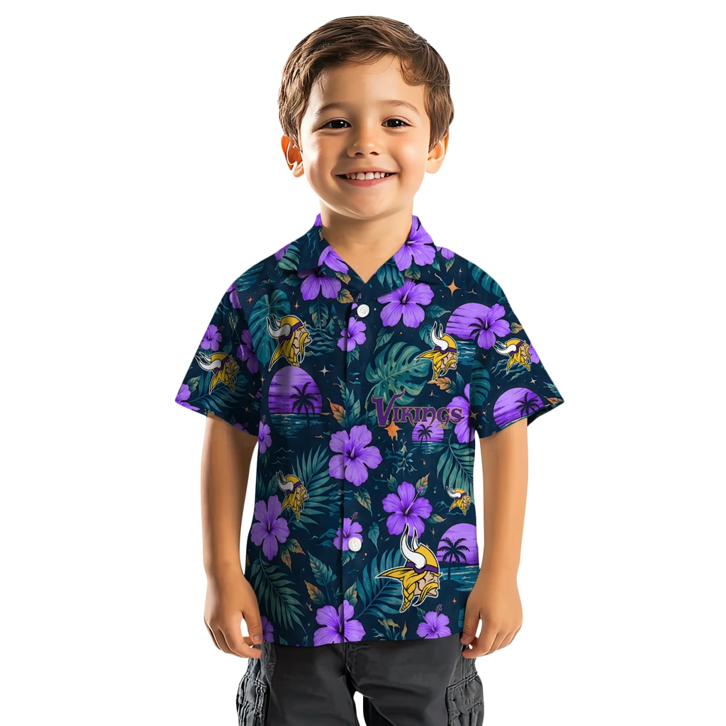 Minnesota Vikings Hawaiian Shirt - Custom Purple Blue Minnesota Vikings Hawaiian Shirt - Custom Purple Blue