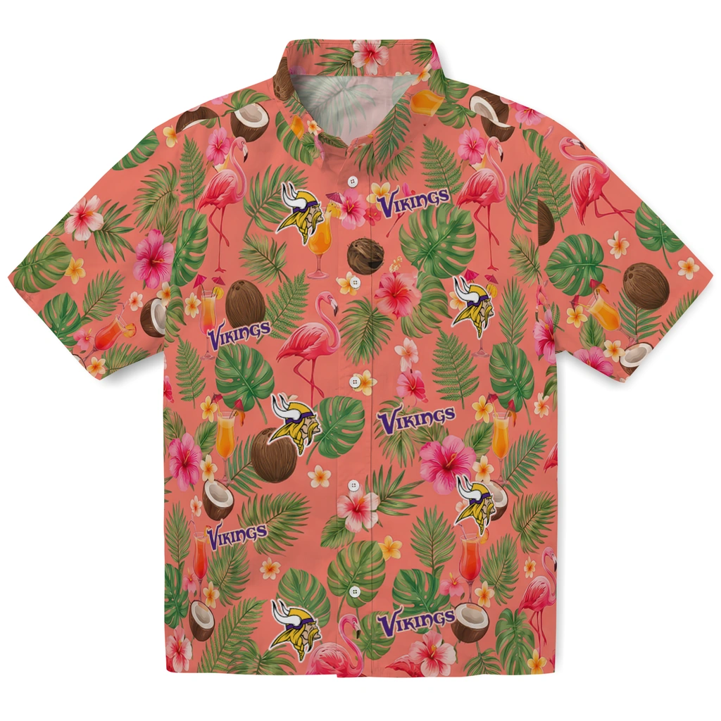 Minnesota Vikings Hawaiian Shirt - Customized Coral Pink