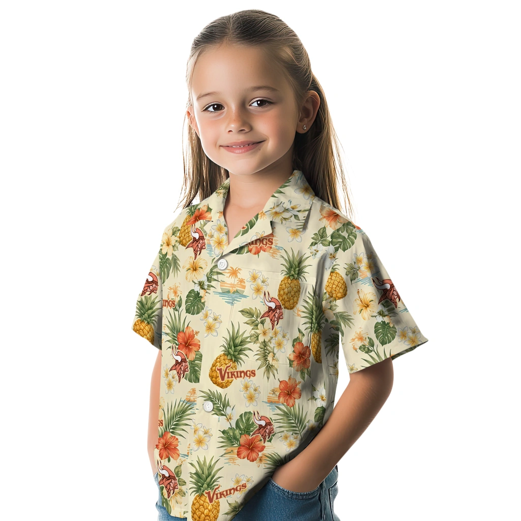 Minnesota Vikings Hawaiian Shirt - Personalized Cream Minnesota Vikings Hawaiian Shirt - Personalized Cream