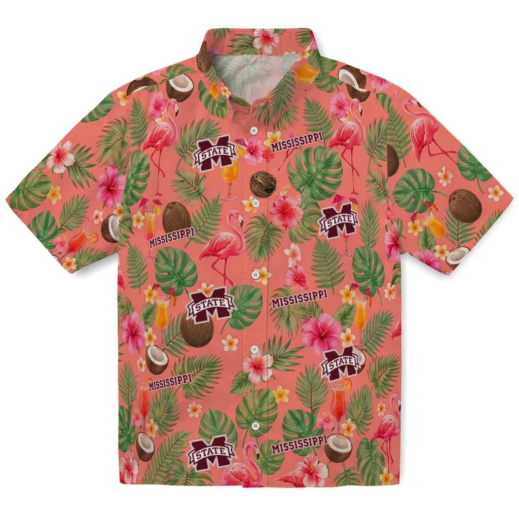 Mississippi State Bulldogs Hawaiian Shirt - Custom Coral Pink