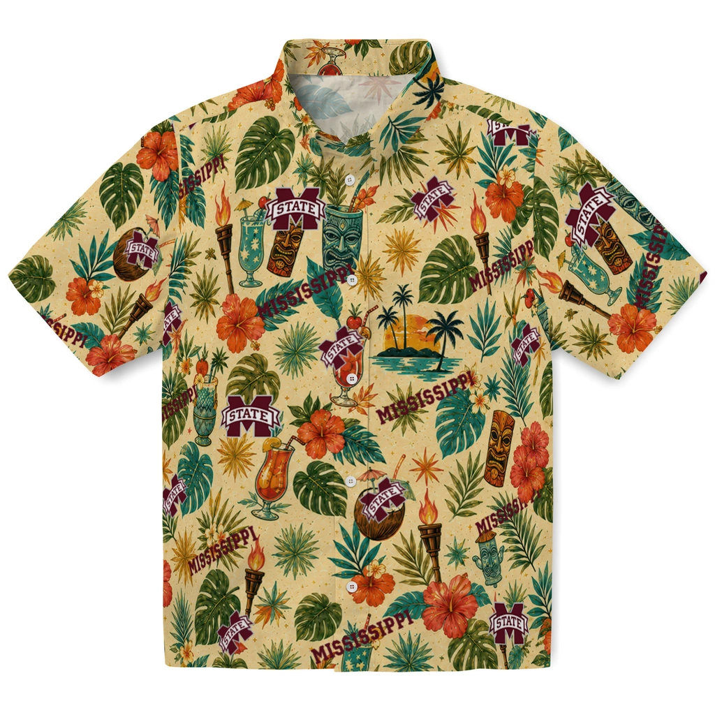 Mississippi State Bulldogs Hawaiian Shirt - Custom Cream