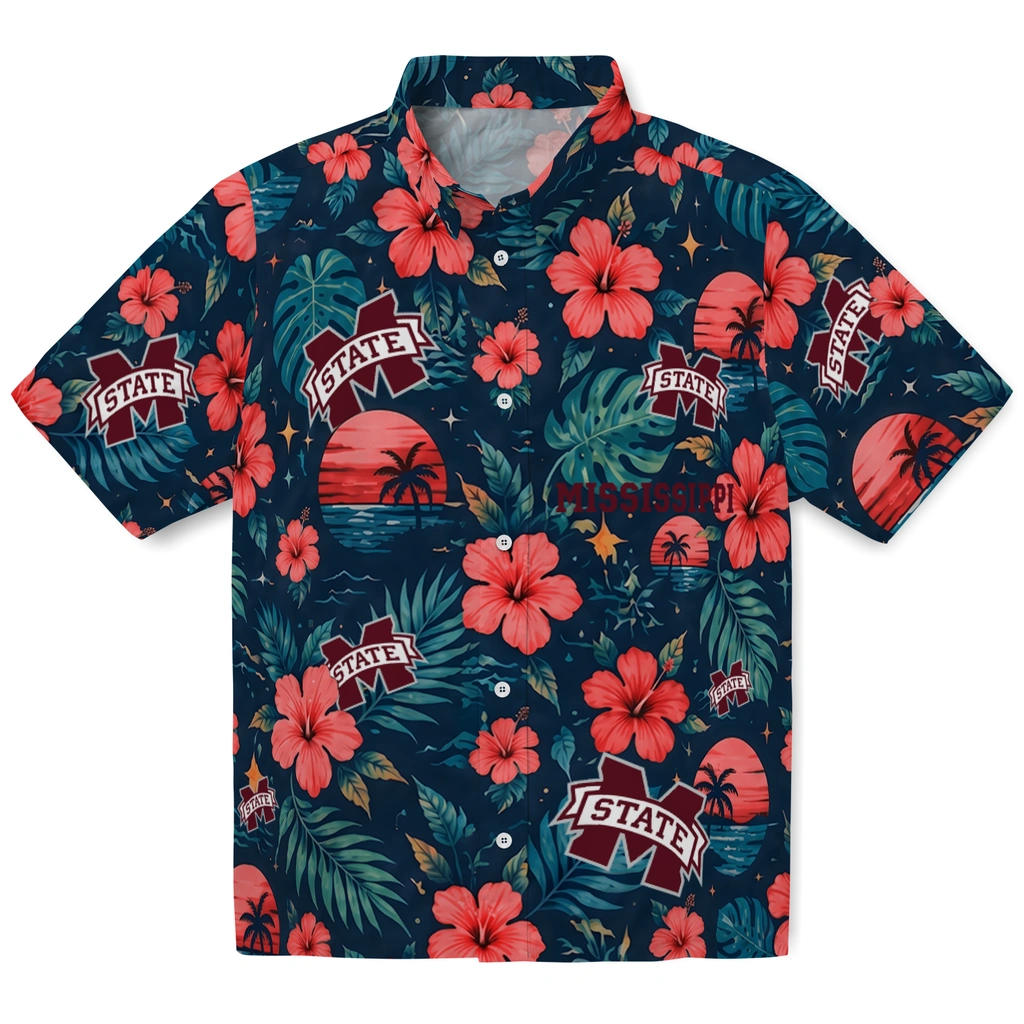 Mississippi State Bulldogs Hawaiian Shirt - Personalized Maroon Blue