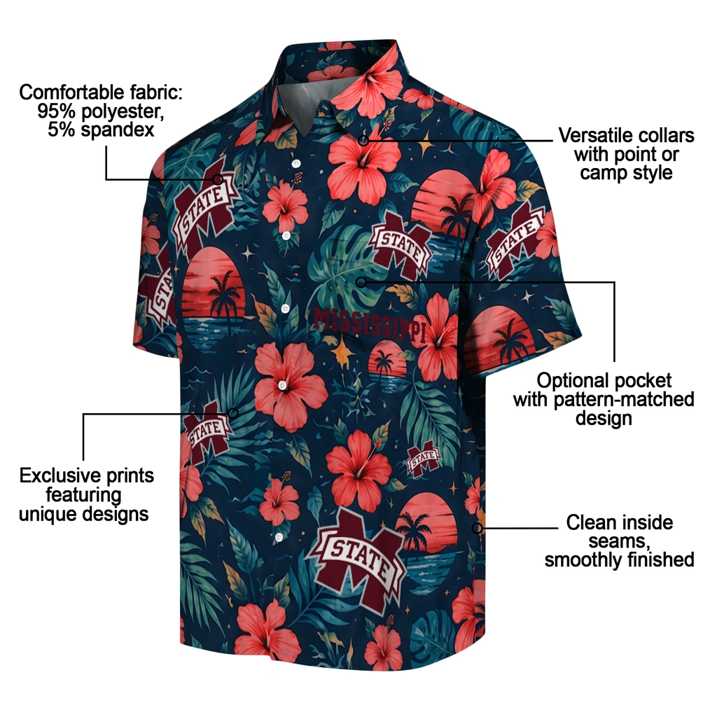 Mississippi State Bulldogs Hawaiian Shirt - Personalized Maroon Blue Mississippi State Bulldogs Hawaiian Shirt - Personalized Maroon Blue
