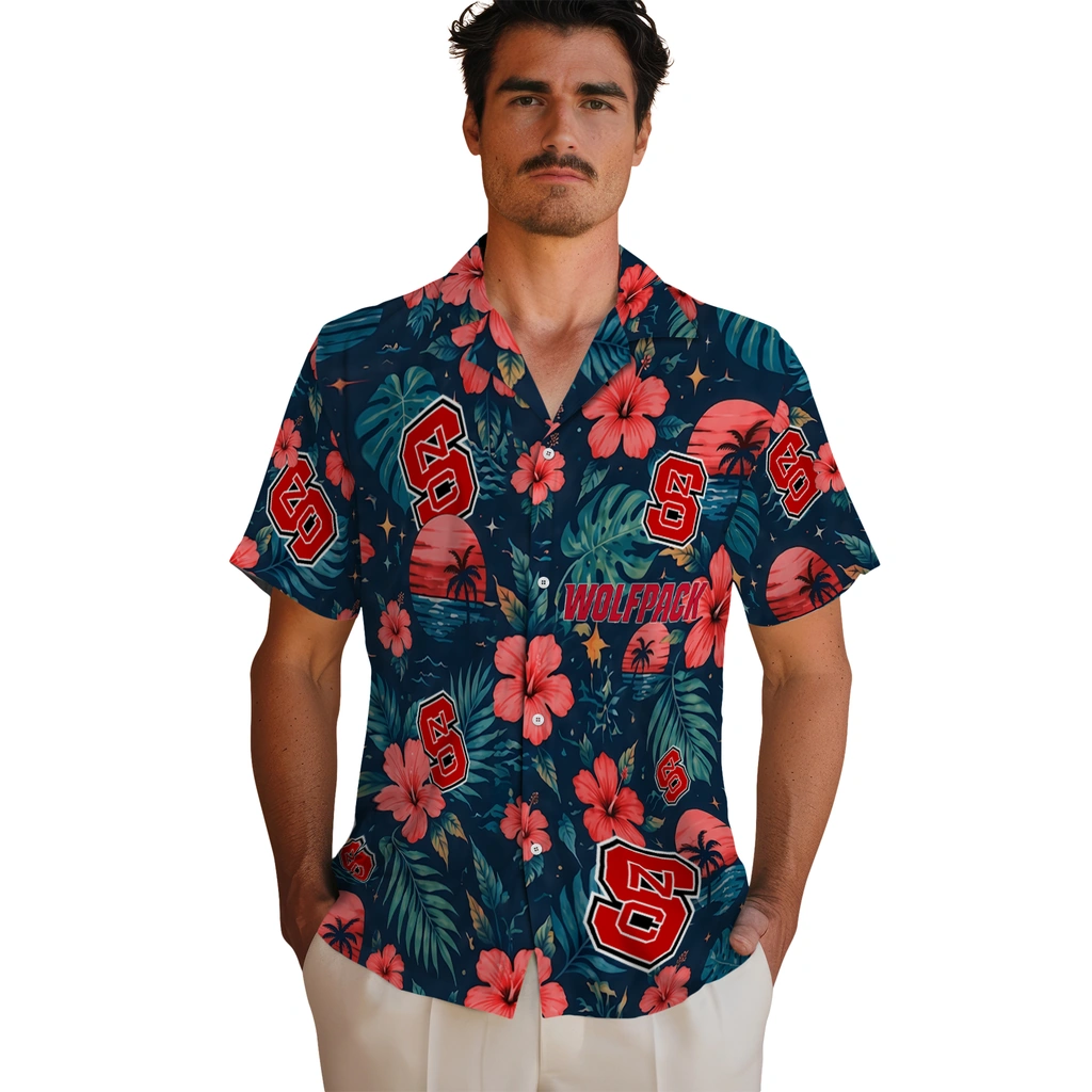NC State Wolfpack Hawaiian Shirt - Custom Red Blue NC State Wolfpack Hawaiian Shirt - Custom Red Blue
