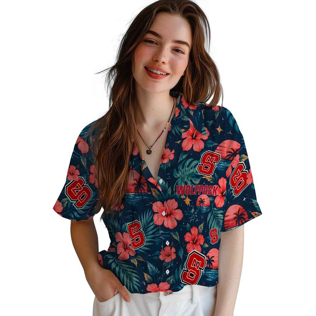 NC State Wolfpack Hawaiian Shirt - Custom Red Blue NC State Wolfpack Hawaiian Shirt - Custom Red Blue