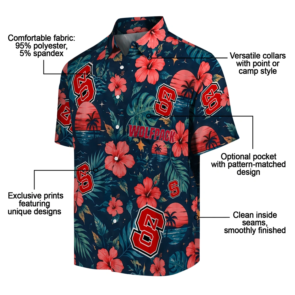 NC State Wolfpack Hawaiian Shirt - Custom Red Blue NC State Wolfpack Hawaiian Shirt - Custom Red Blue