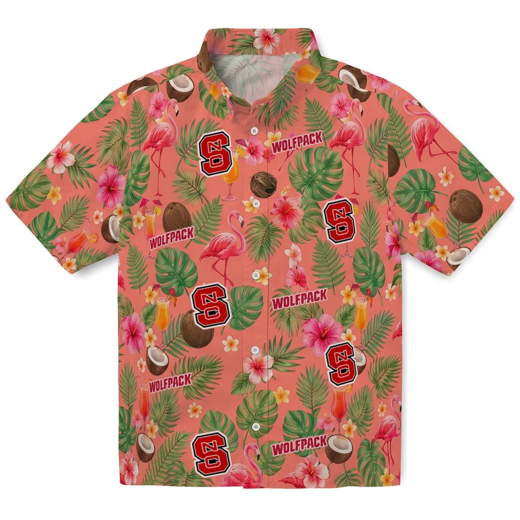NC State Wolfpack Hawaiian Shirt - Customized Coral Pink