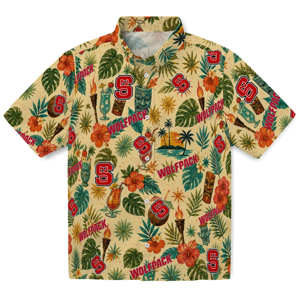 NC State Wolfpack Hawaiian Shirt - Customized Cream