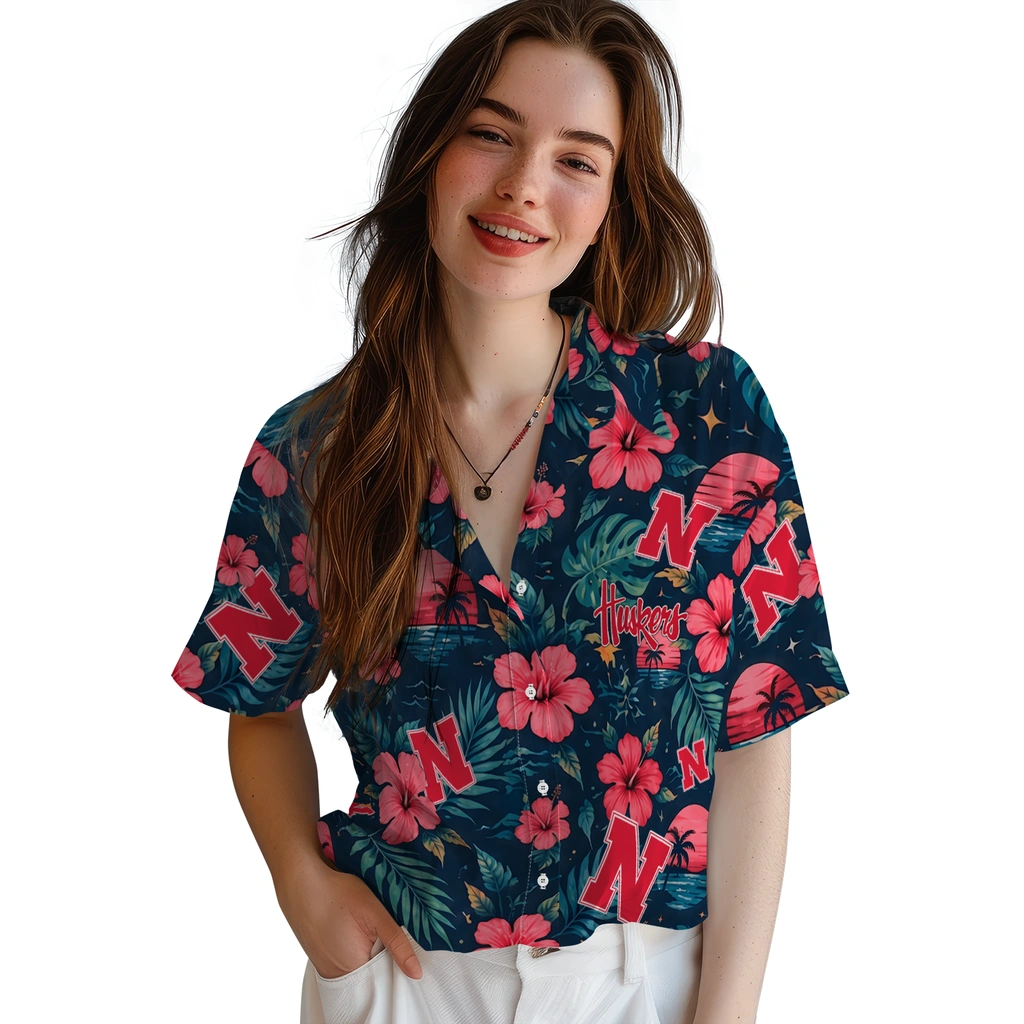 Nebraska Cornhuskers Hawaiian Shirt - Customized Red Blue Nebraska Cornhuskers Hawaiian Shirt - Customized Red Blue