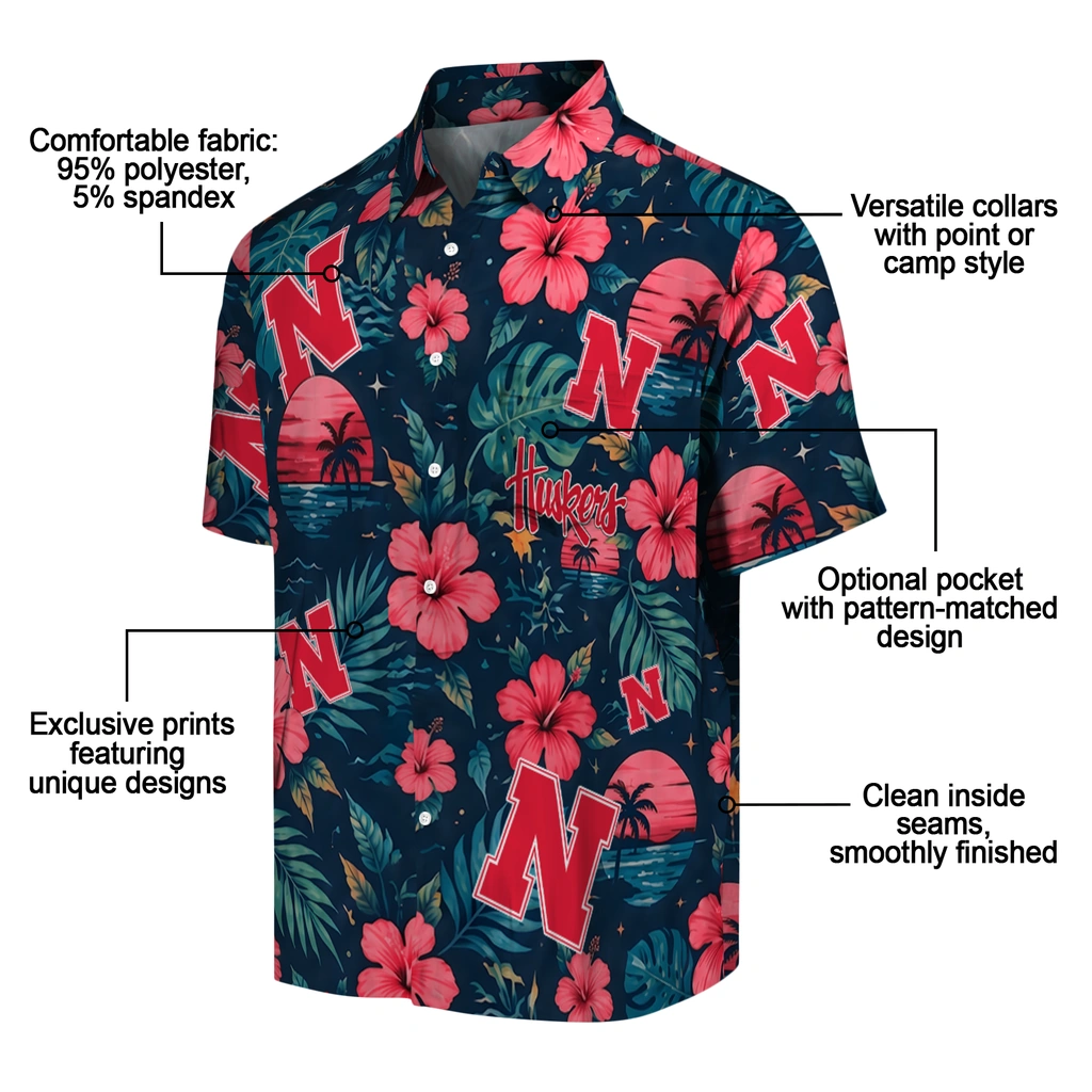 Nebraska Cornhuskers Hawaiian Shirt - Customized Red Blue Nebraska Cornhuskers Hawaiian Shirt - Customized Red Blue