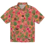Nebraska Cornhuskers Hawaiian Shirt - Personalized Coral Pink 1 Nebraska Cornhuskers Hawaiian Shirt – Personalized Coral Pink