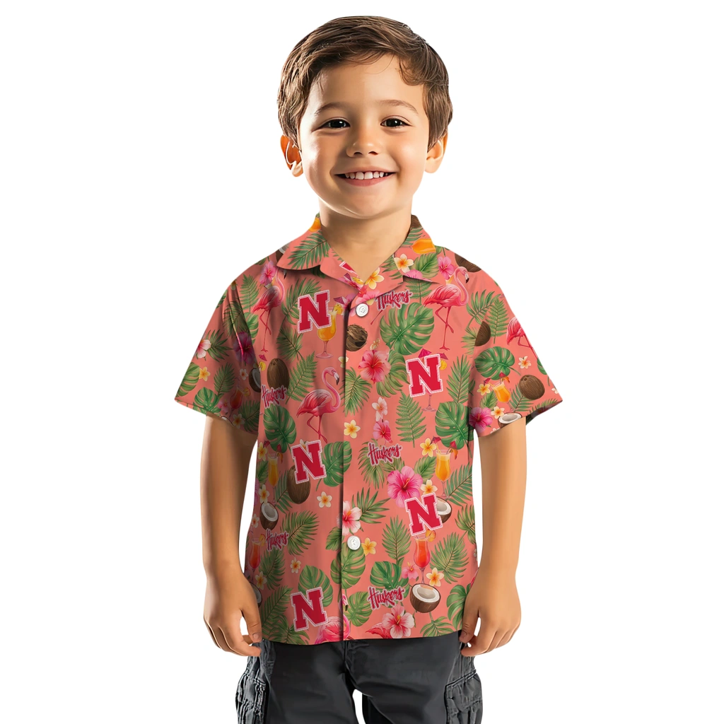 Nebraska Cornhuskers Hawaiian Shirt - Personalized Coral Pink Nebraska Cornhuskers Hawaiian Shirt - Personalized Coral Pink