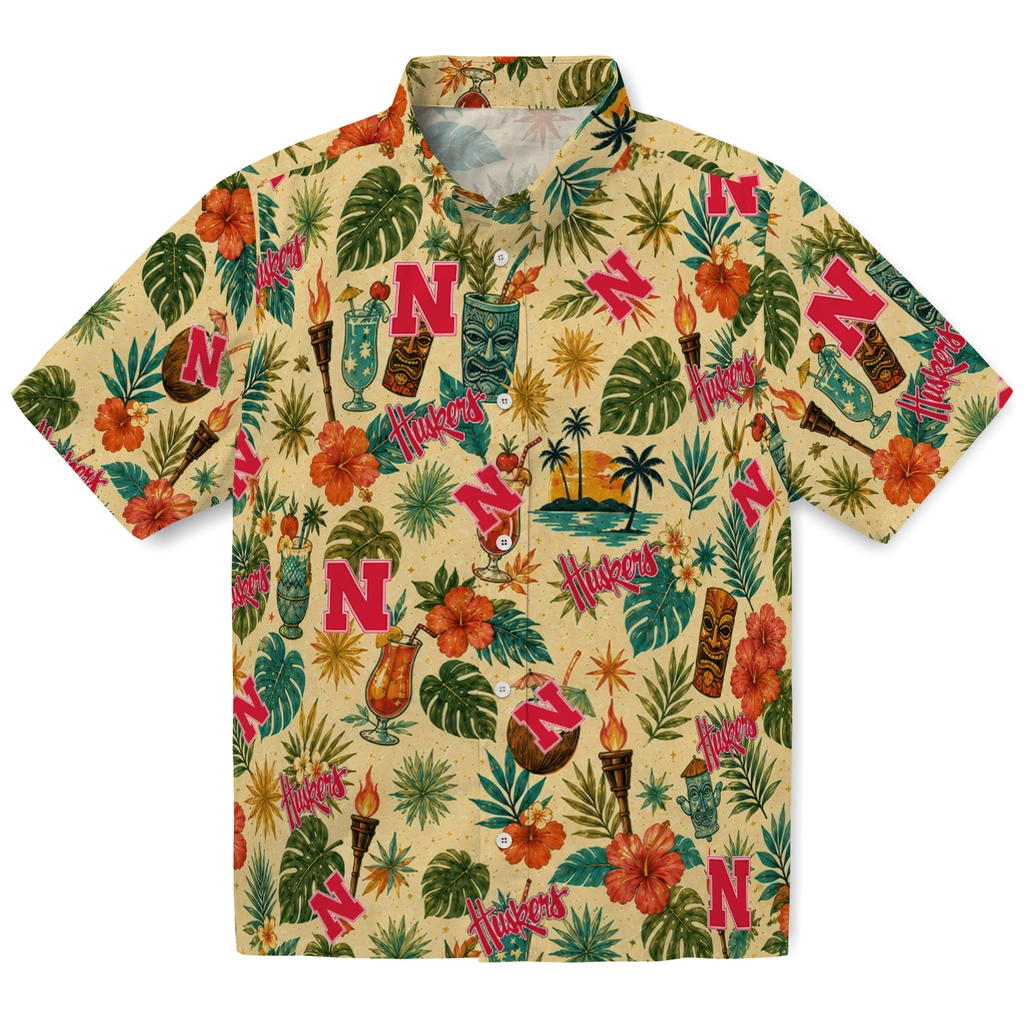 Nebraska Cornhuskers Hawaiian Shirt - Personalized Cream