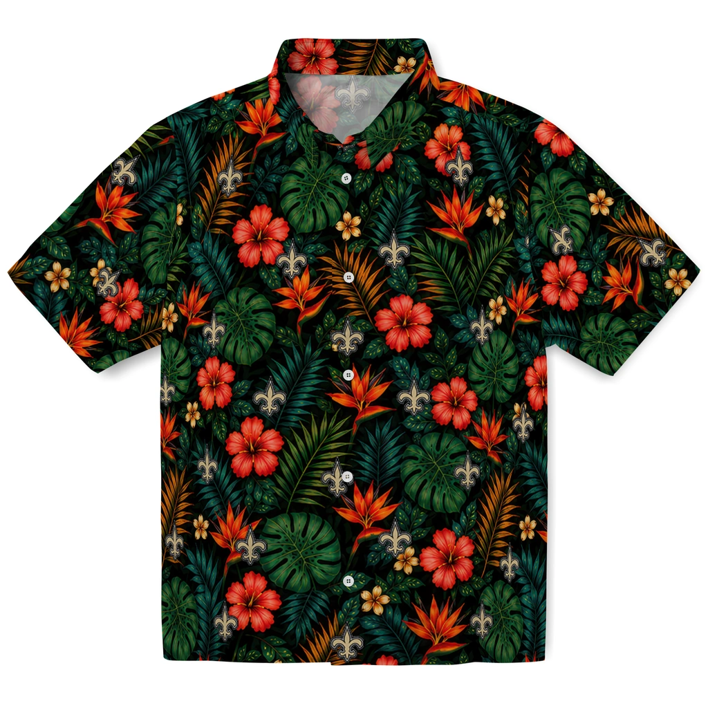 New Orleans Saints Hawaiian Shirt - Personalized Dark Green