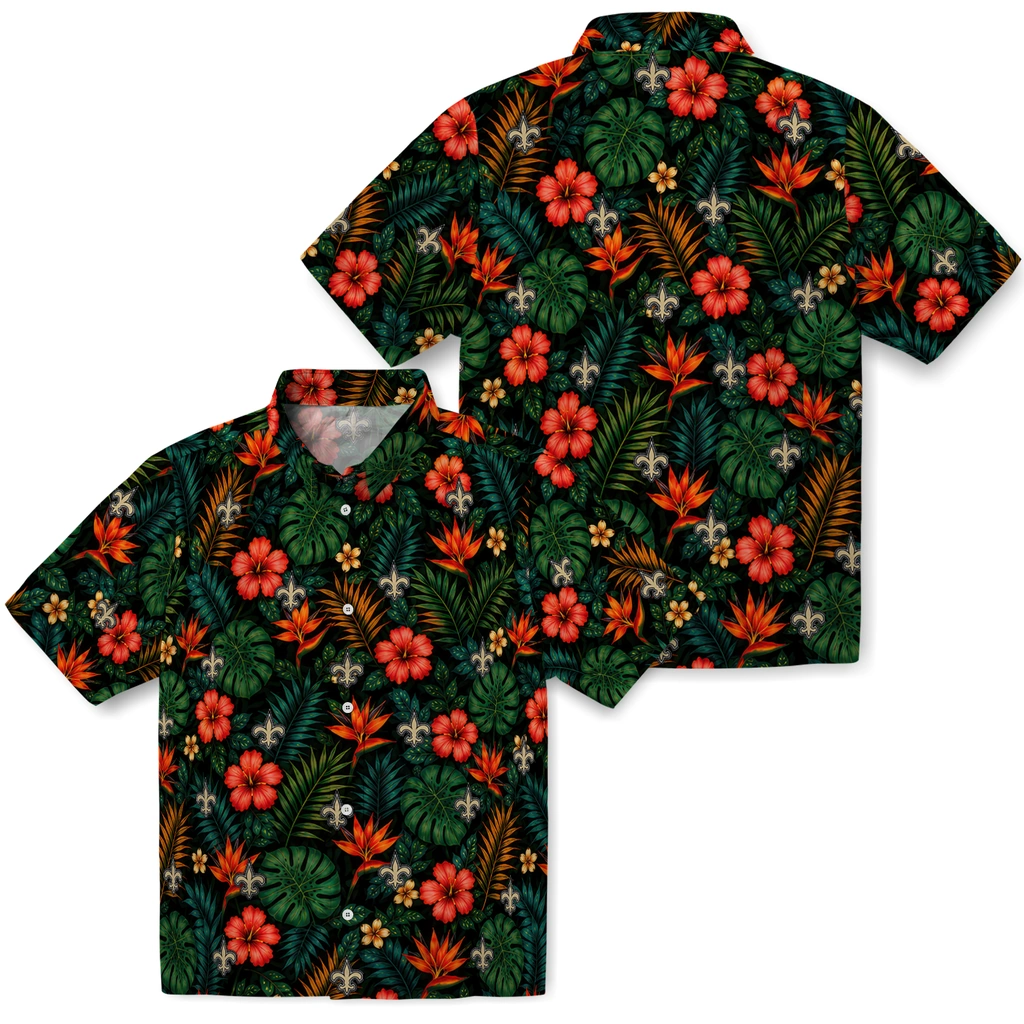 New Orleans Saints Hawaiian Shirt - Personalized Dark Green New Orleans Saints Hawaiian Shirt - Personalized Dark Green