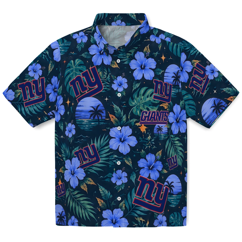 New York Giants Hawaiian Shirt - Custom Blue