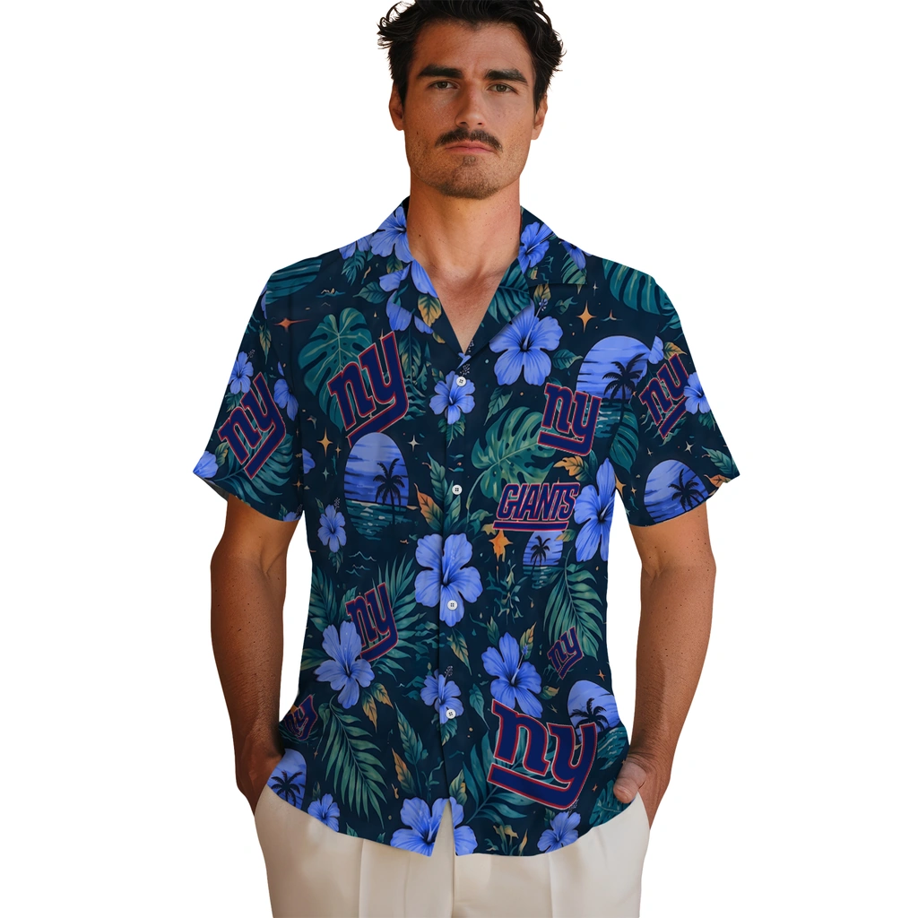 New York Giants Hawaiian Shirt - Custom Blue New York Giants Hawaiian Shirt - Custom Blue