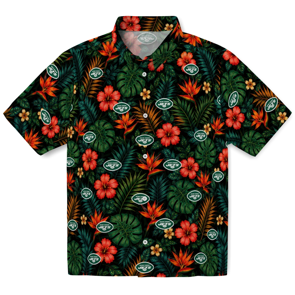 New York Jets Hawaiian Shirt - Customized Dark Green