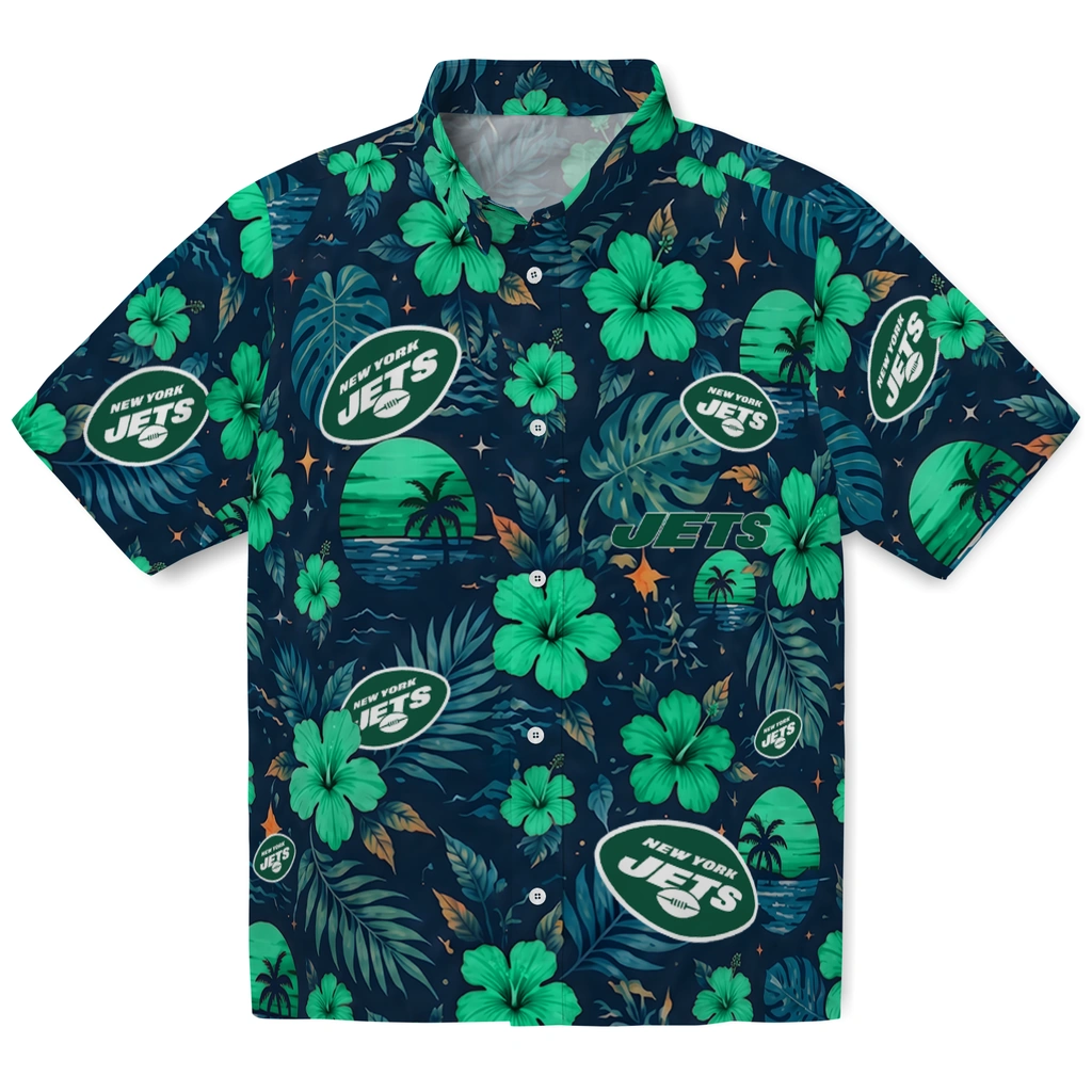 New York Jets Hawaiian Shirt - Customized Green Blue