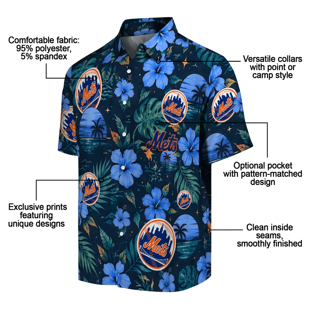 New York Mets Hawaiian Shirt - Custom Blue New York Mets Hawaiian Shirt - Custom Blue