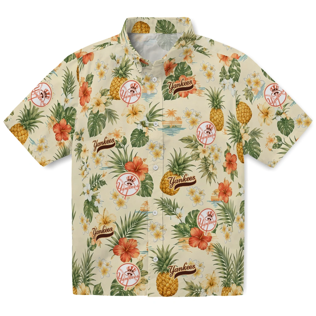 New York Yankees Hawaiian Shirt - Custom Cream