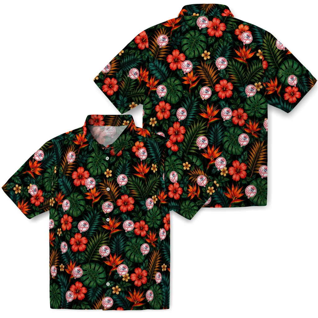 New York Yankees Hawaiian Shirt - Customized Dark Green New York Yankees Hawaiian Shirt - Customized Dark Green