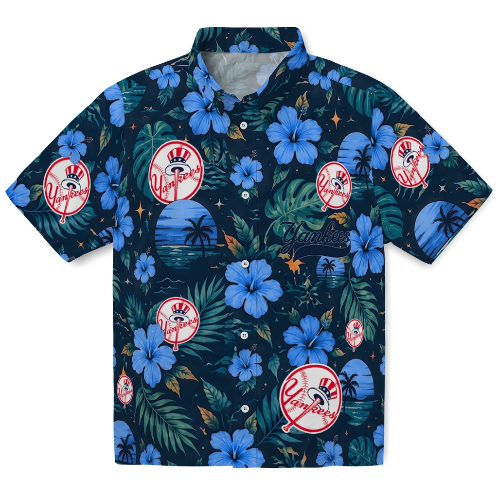 New York Yankees Hawaiian Shirt - Customized Navy Blue