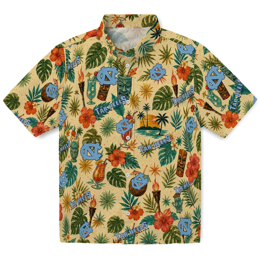 North Carolina Tar Heels Hawaiian Shirt - Custom Cream