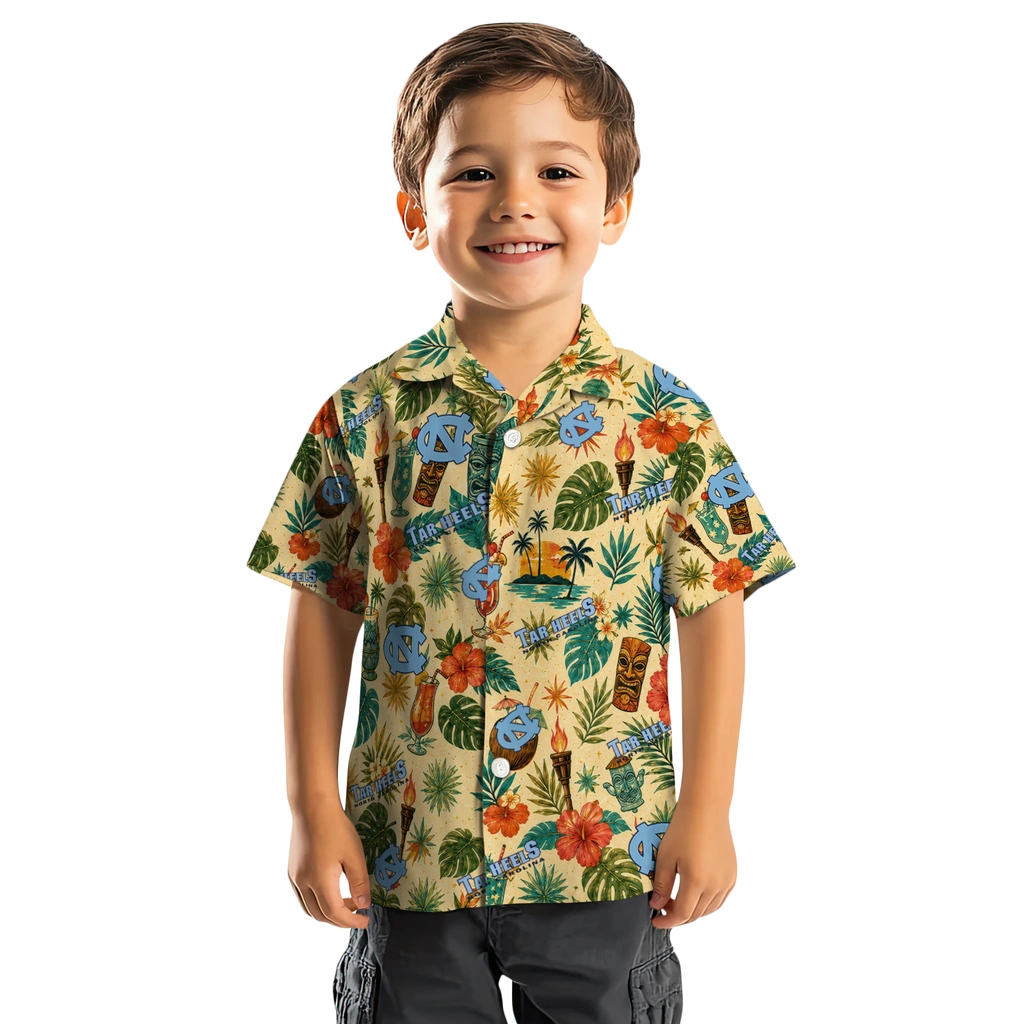 North Carolina Tar Heels Hawaiian Shirt - Custom Cream North Carolina Tar Heels Hawaiian Shirt - Custom Cream