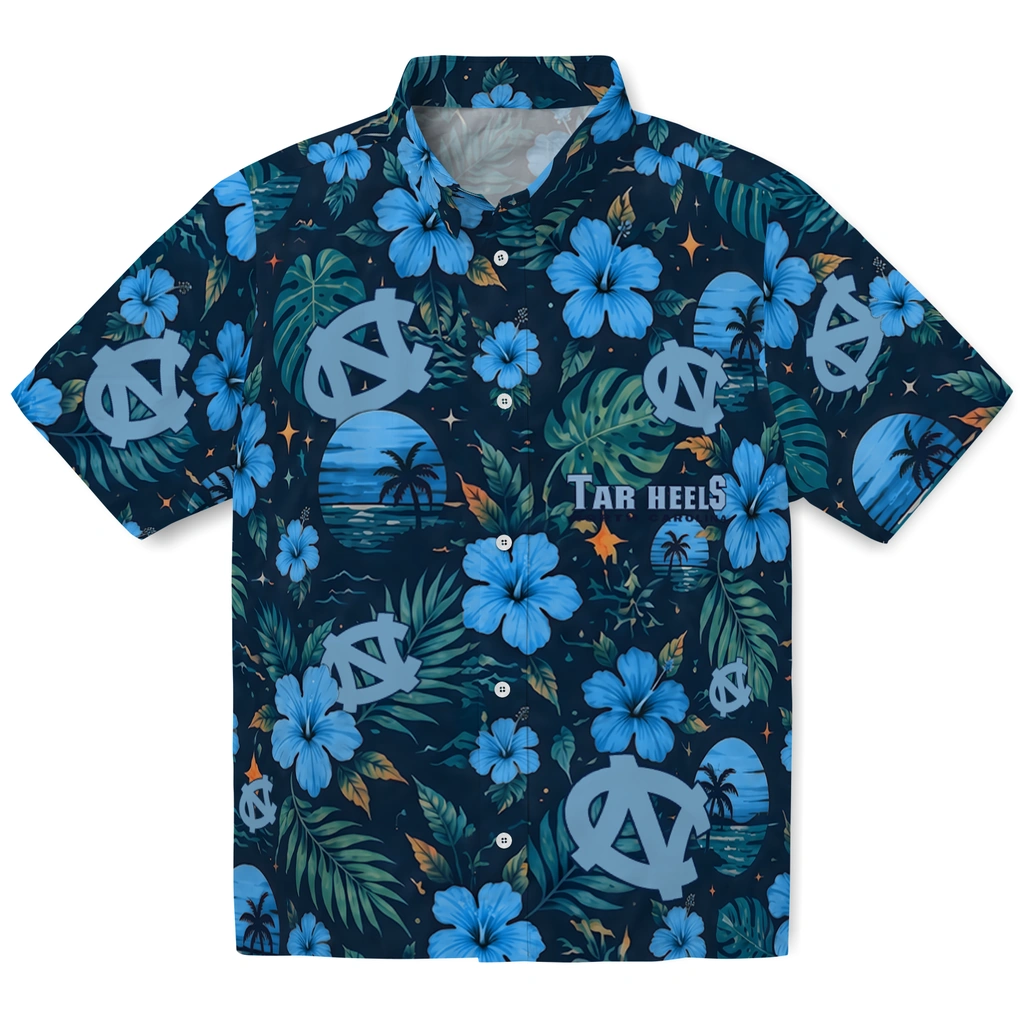 North Carolina Tar Heels Hawaiian Shirt - Personalized Light Blue
