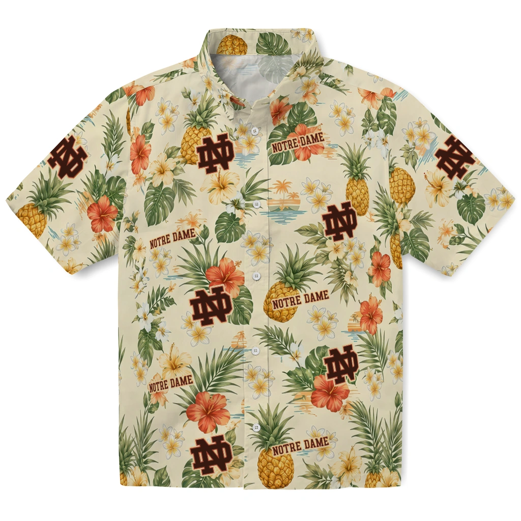 Notre Dame Fighting Irish Hawaiian Shirt - Personalized Cream