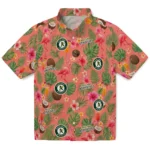 Oakland Athletics Hawaiian Shirt - Custom Coral Pink 1 Oakland Athletics Hawaiian Shirt – Custom Coral Pink