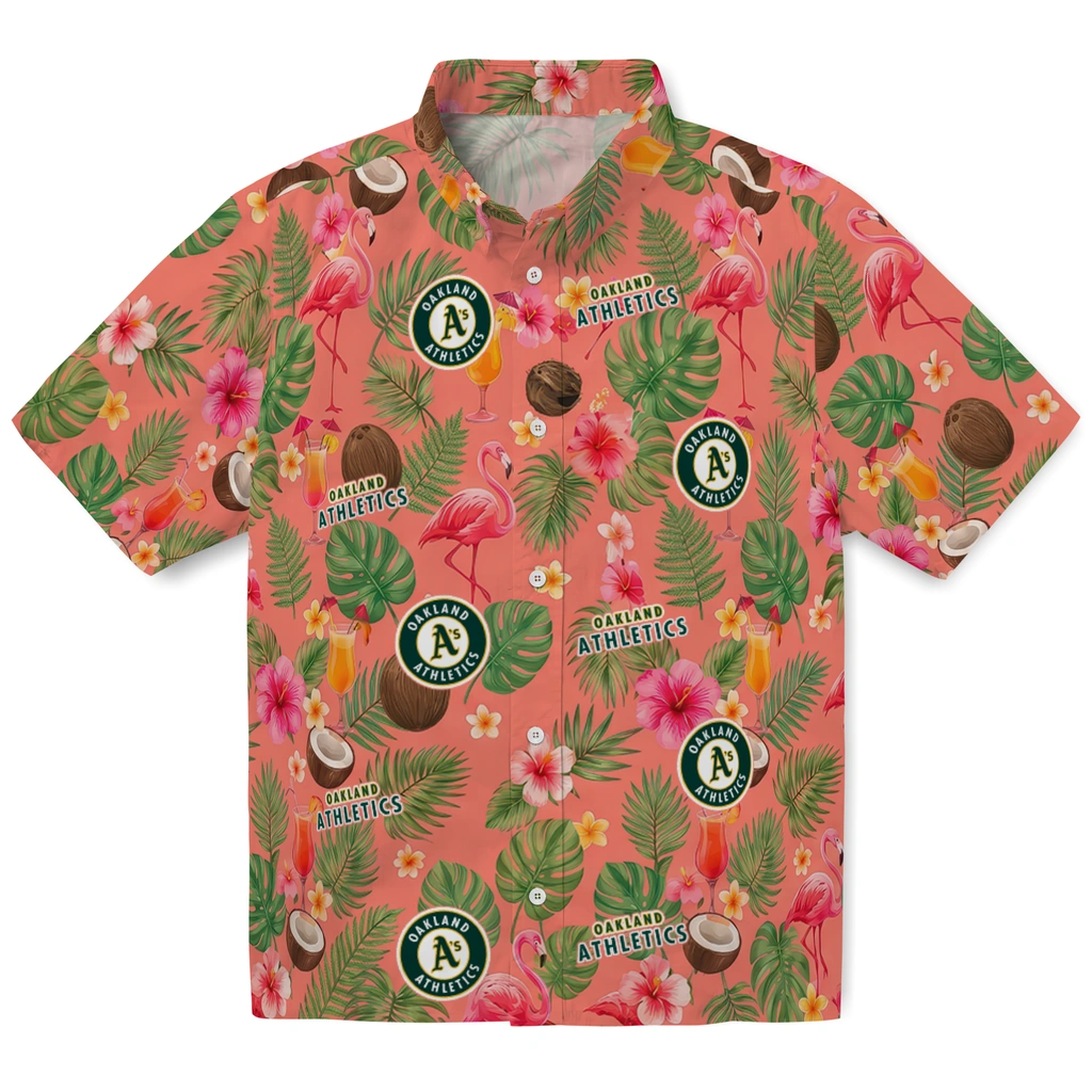 Oakland Athletics Hawaiian Shirt - Custom Coral Pink