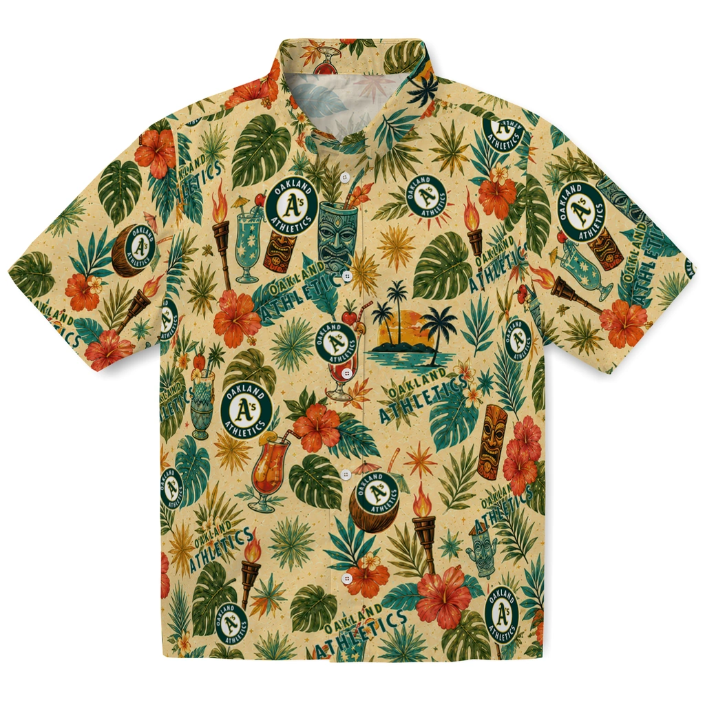 Oakland Athletics Hawaiian Shirt - Custom Cream