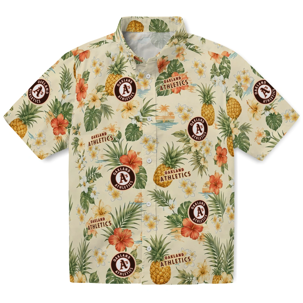 Oakland Athletics Hawaiian Shirt - Customized Cream