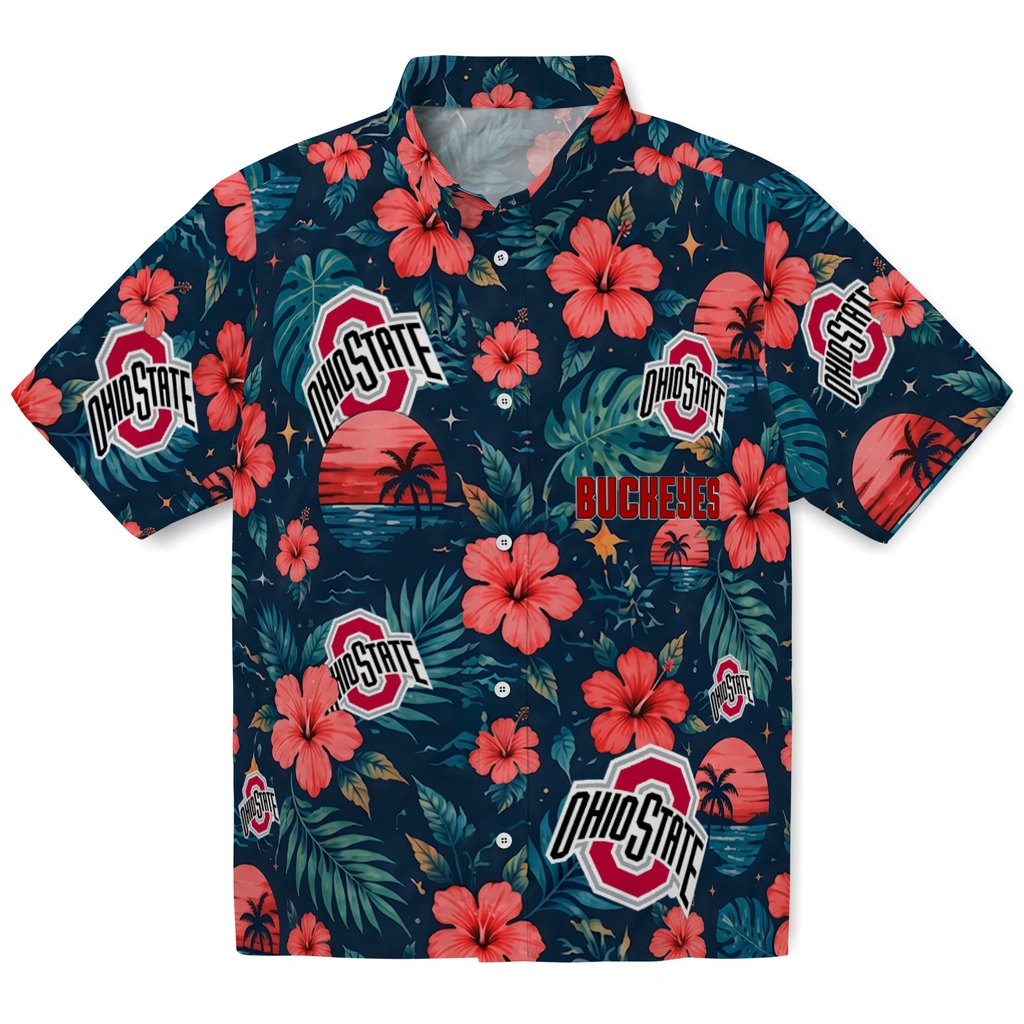 Ohio State Buckeyes Hawaiian Shirt - Customized Scarlet Blue