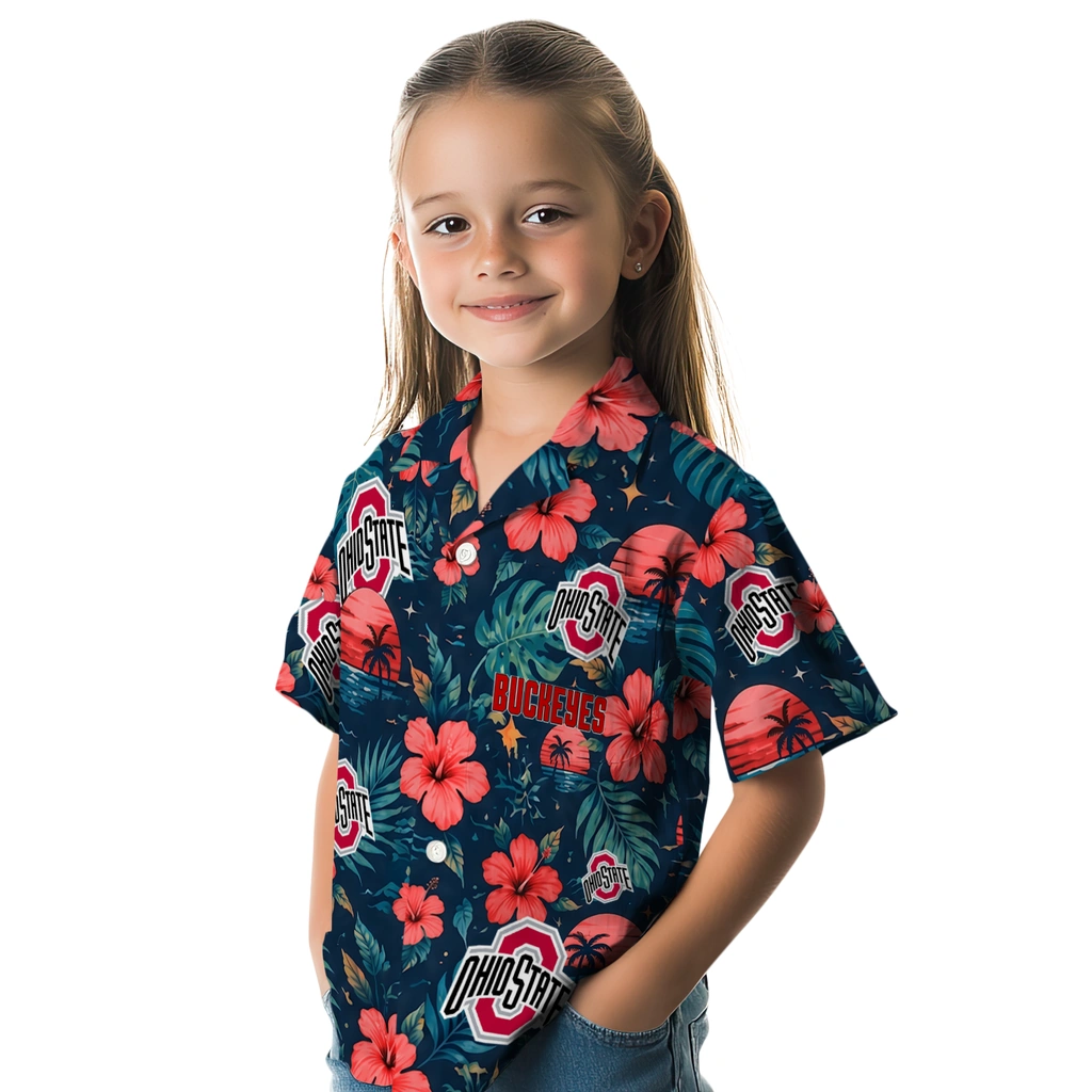 Ohio State Buckeyes Hawaiian Shirt - Customized Scarlet Blue Ohio State Buckeyes Hawaiian Shirt - Customized Scarlet Blue