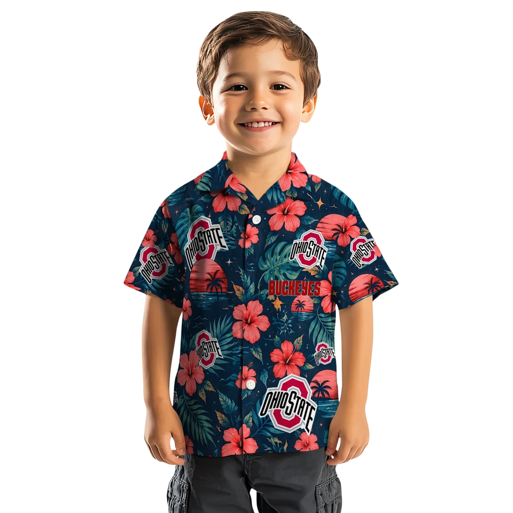 Ohio State Buckeyes Hawaiian Shirt - Customized Scarlet Blue Ohio State Buckeyes Hawaiian Shirt - Customized Scarlet Blue