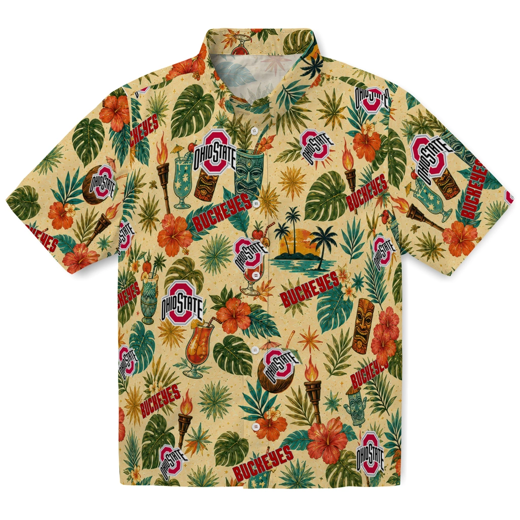 Ohio State Buckeyes Hawaiian Shirt - Personalized Cream